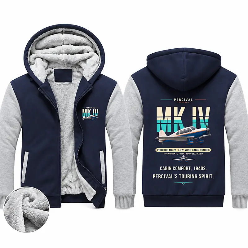 Percival Proctor Mk IV Zipped Sweatshirts - Original - Navy & Gray
