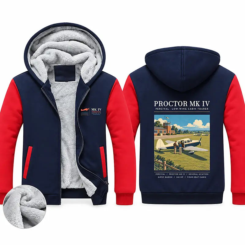 Percival Proctor Mk IV Zipped Sweatshirts - Poster - Navy & Red