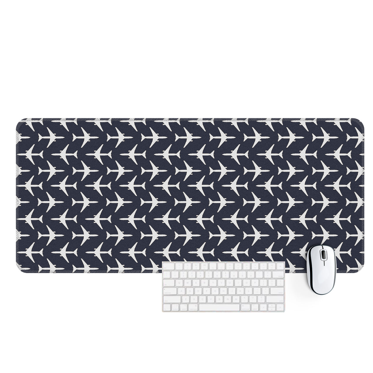 Perfectly Sized Seamless Airplanes Dark Blue Designed Desk Mats