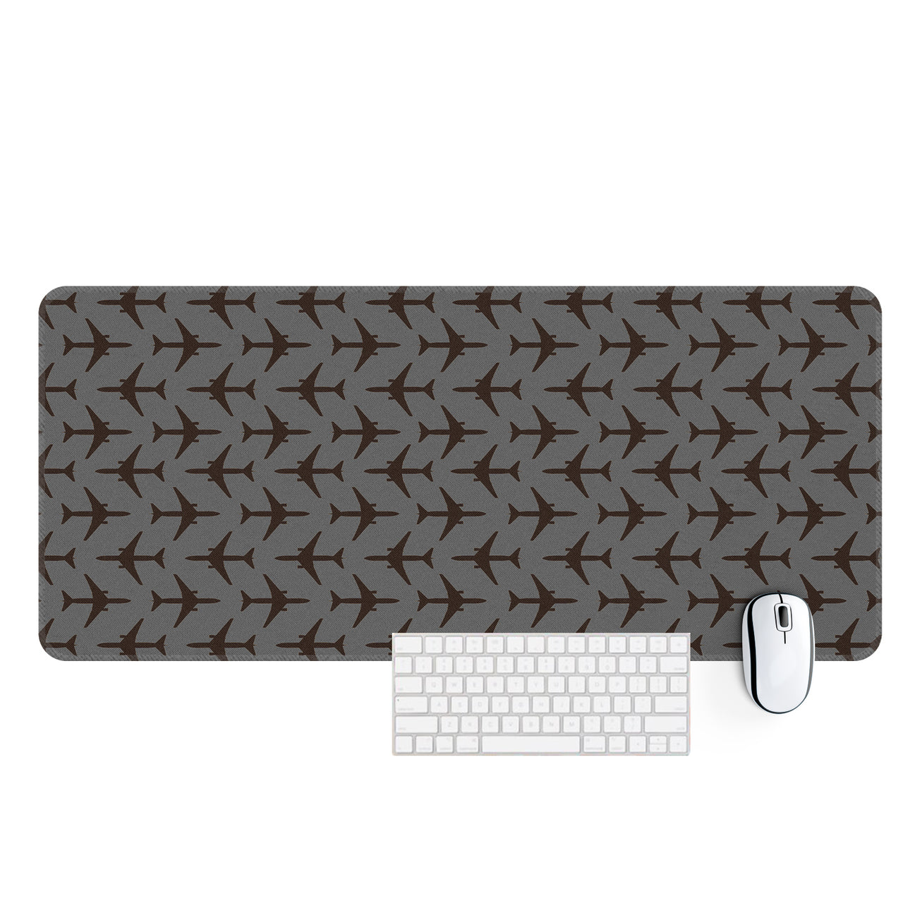 Perfectly Sized Seamless Airplanes Gray Designed Desk Mats