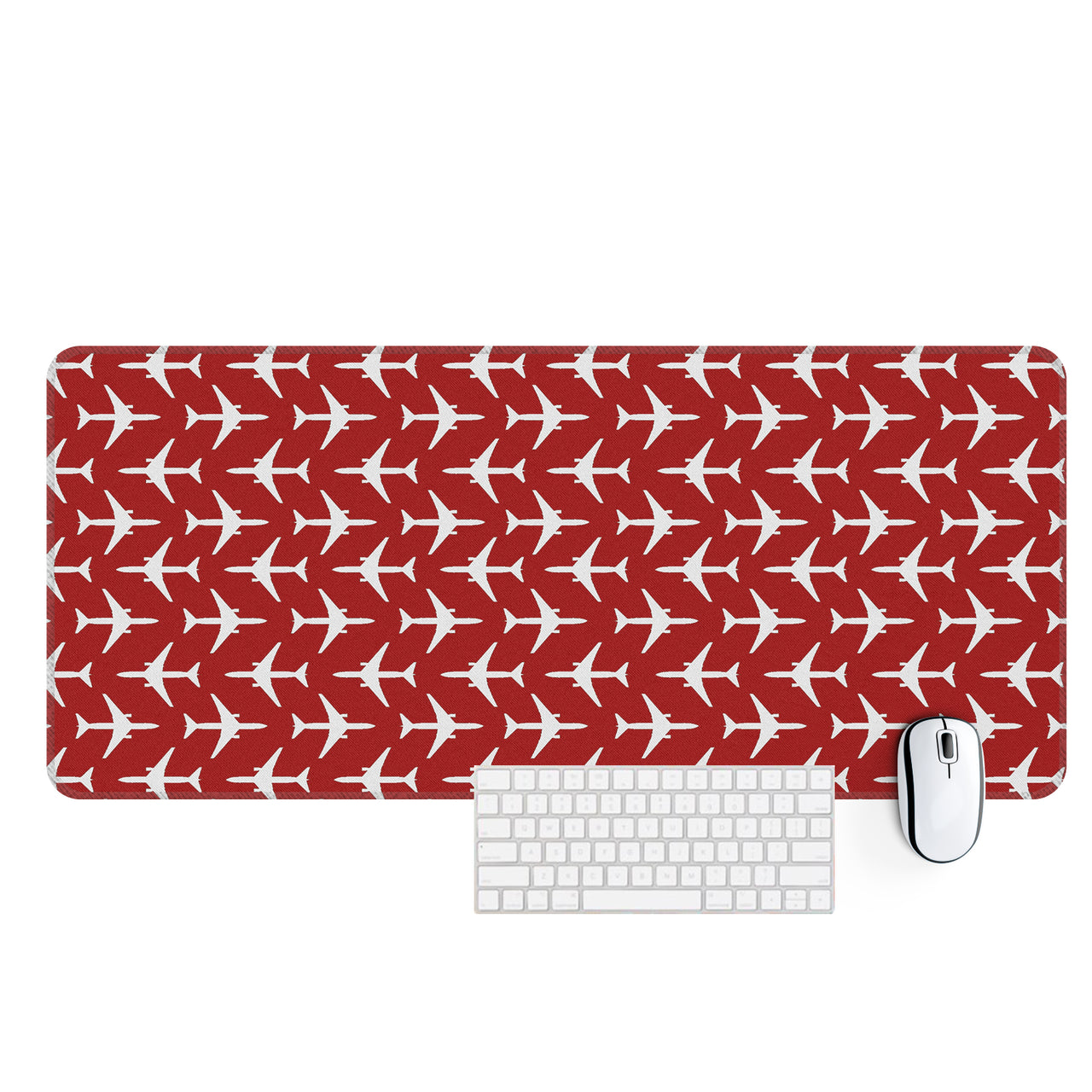 Perfectly Sized Seamless Airplanes Red Designed Desk Mats