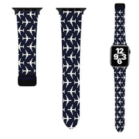 Thumbnail for Perfectly Sized Seamless Airplanes (Dark Blue) Designed Soft Silicone Apple Watch Bands