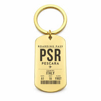 Thumbnail for Pescara Abruzzo Airport PSR - Key Chain - Boarding Pass Style - Gold
