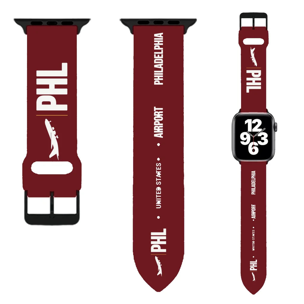 WBV6 | Philadelphia International Airport PHL | Dark Red (Metal Buckle)