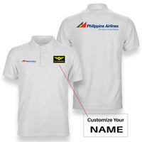 Thumbnail for Philippine Airlines logo on white + name double side polo t shirt