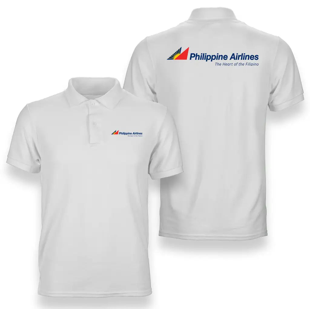 Philippine Airlines logo on white double side polo t shirt