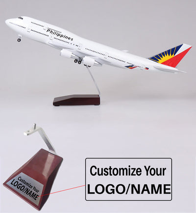 Side view of Philippines Boeing 747 Airplane Model (1/160 Scale - 47CM) aviation LED model airplane in diecast metal with LED.