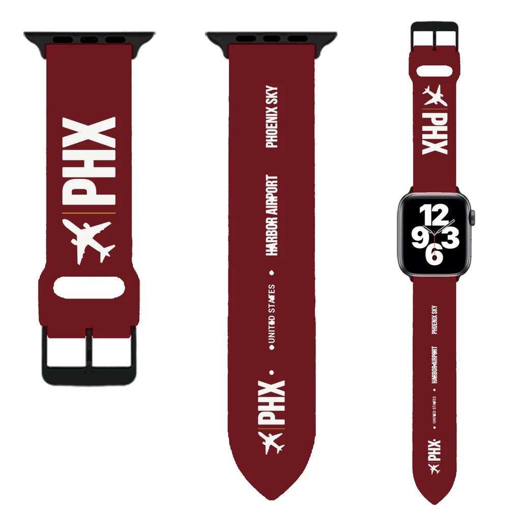 WBV6 | Phoenix Sky Harbor International Airport PHX | Dark Red (Metal Buckle)