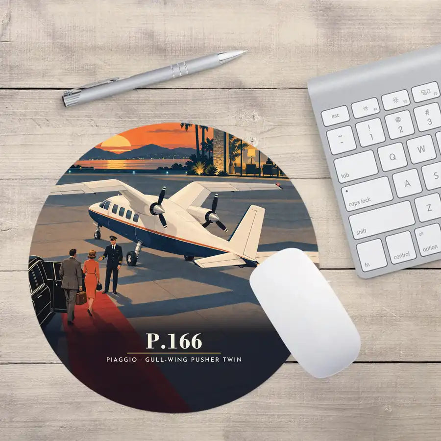 Piaggio P.166 - 3D - Round Mouse Pad - Full Print