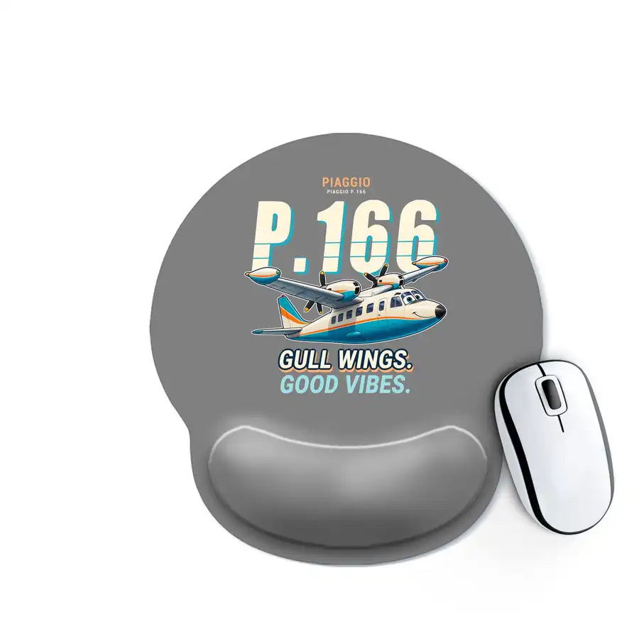 Piaggio P.166 - Cartoon - Ergonomic Mouse Pad - Gray