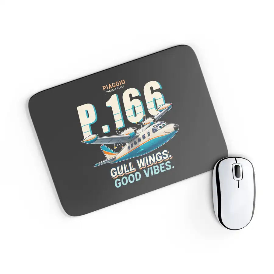 Piaggio P.166 - Cartoon - Mouse Pad - Black