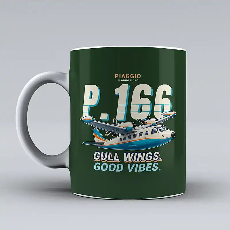 Piaggio P.166 - Cartoon - Mug - Dark Green