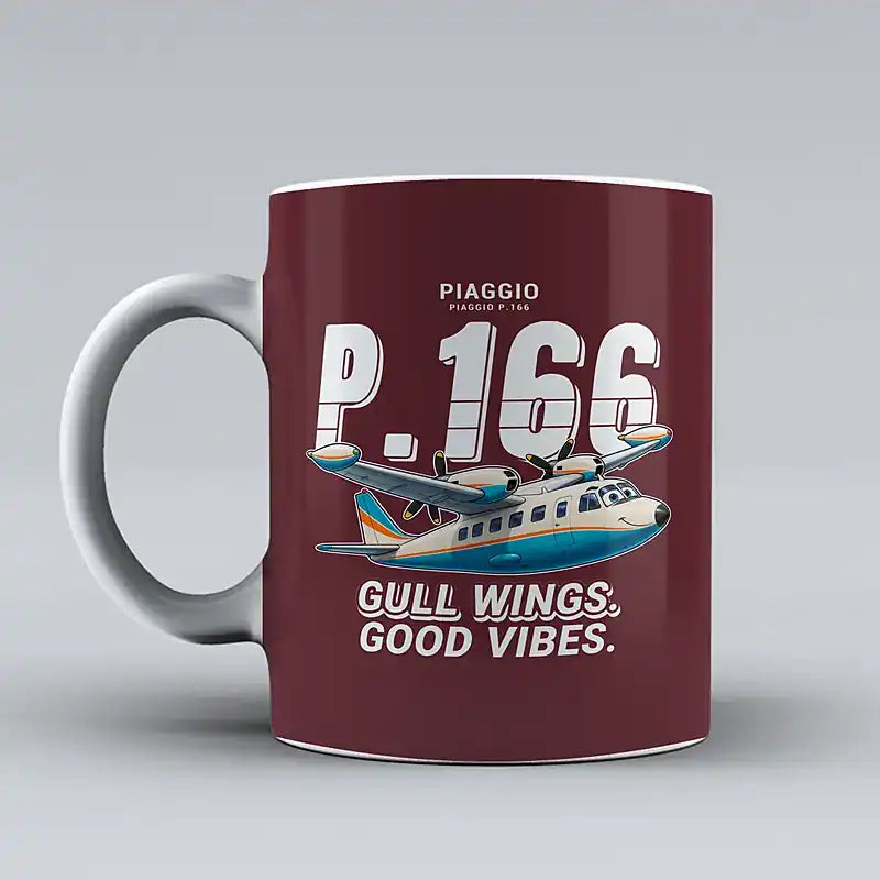 Piaggio P.166 - Cartoon - Mug - Dark Red