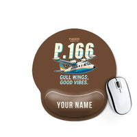 Thumbnail for Piaggio P.166 - Cartoon + Name - Ergonomic Mouse Pad - Brown