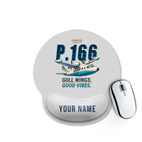 Thumbnail for Piaggio P.166 - Cartoon + Name - Ergonomic Mouse Pad - Light Gray