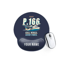 Thumbnail for Piaggio P.166 - Cartoon + Name - Ergonomic Mouse Pad - Navy Blue