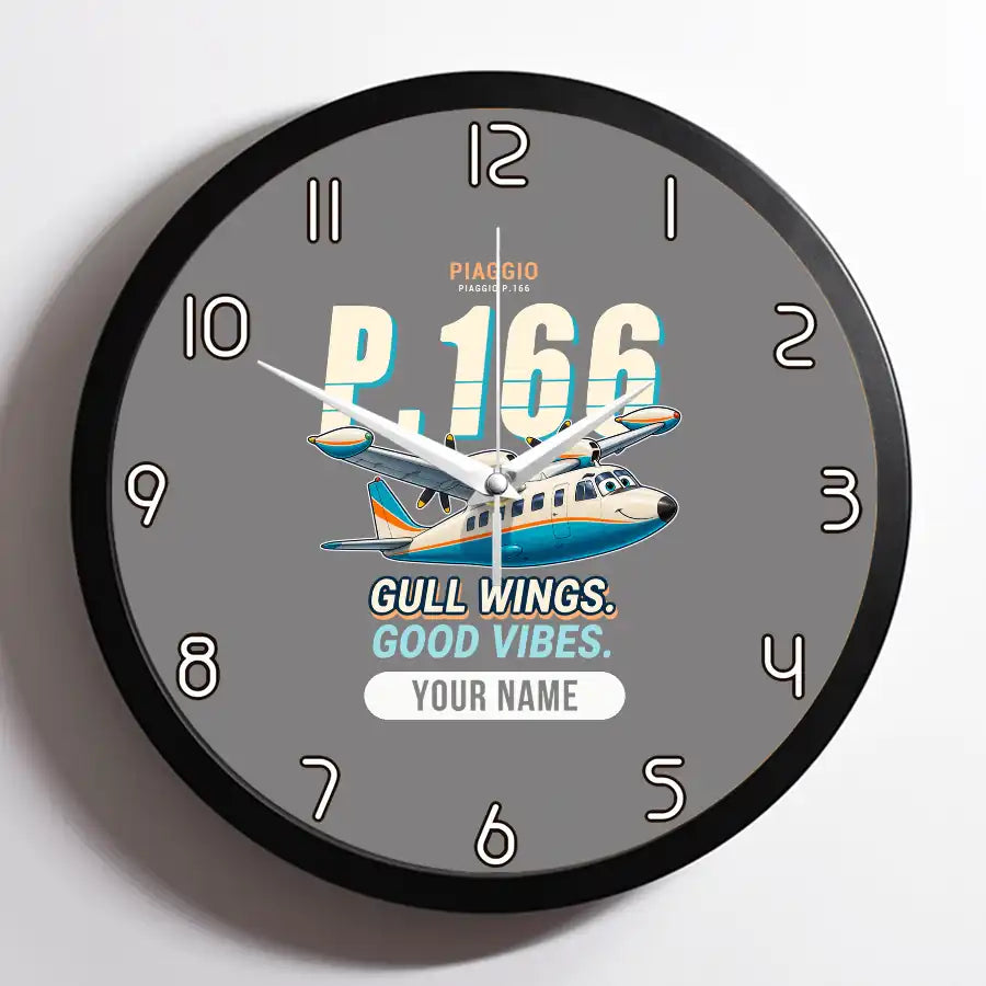 Piaggio P.166 - Cartoon + Name - Framed - Gray