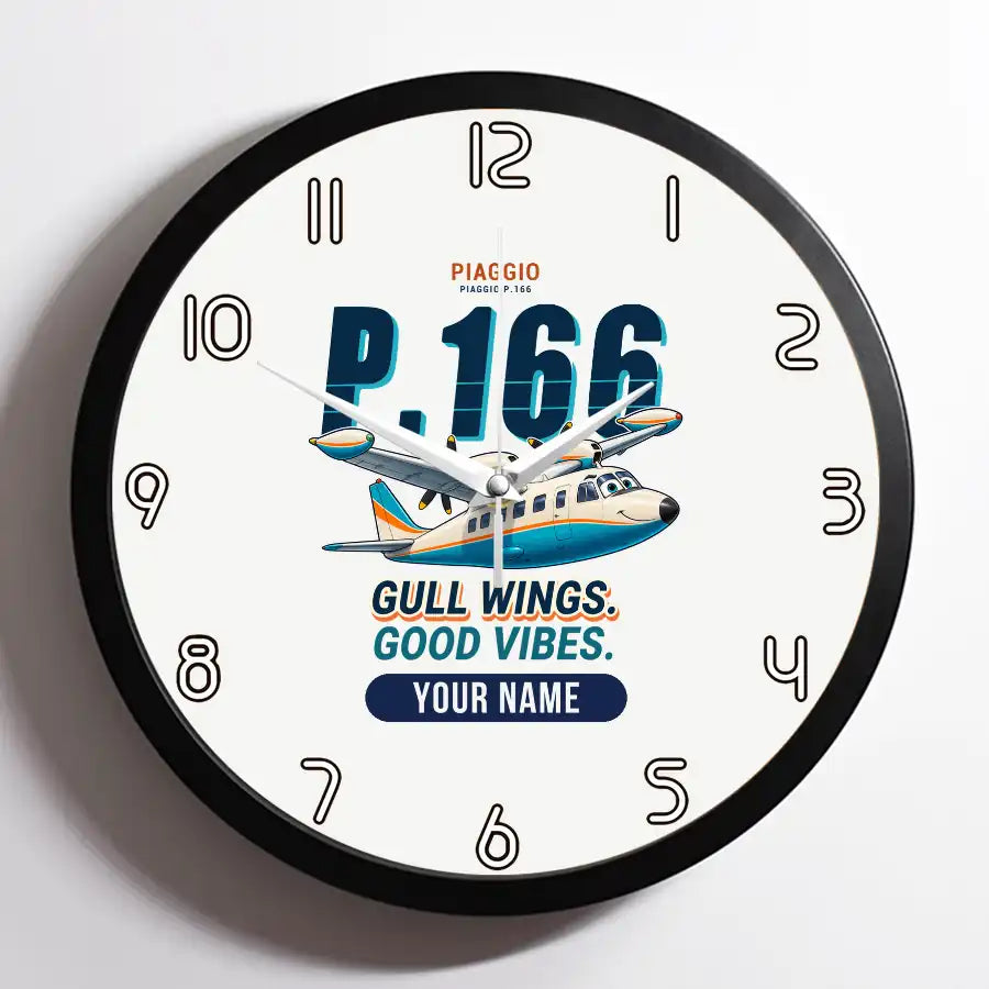 Piaggio P.166 - Cartoon + Name - Framed - White