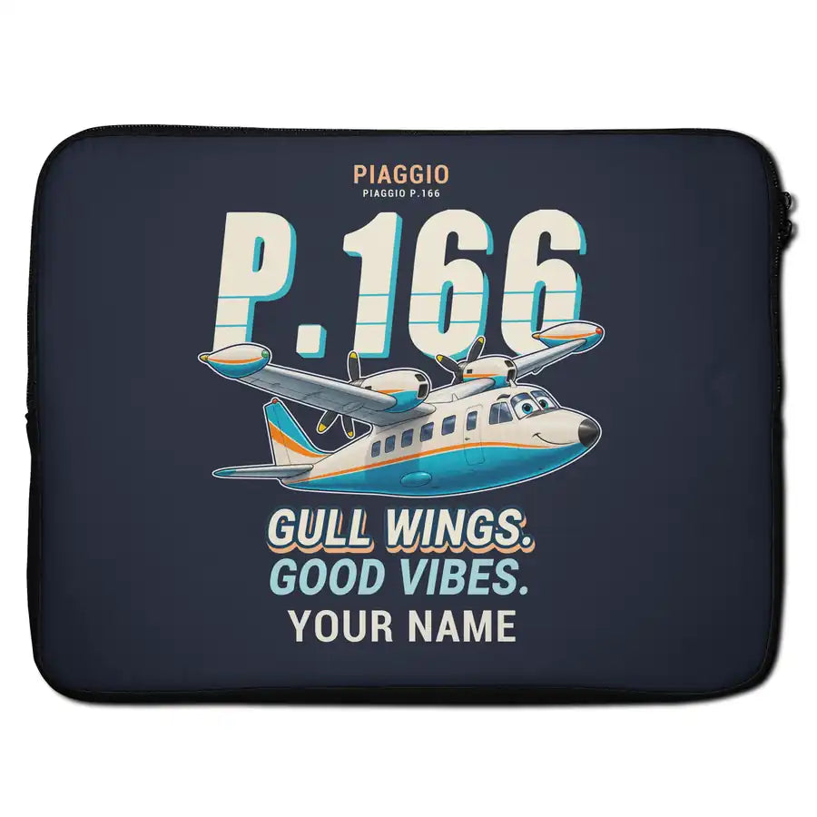 Piaggio P.166 - Cartoon + Name - Laptop Sleeve