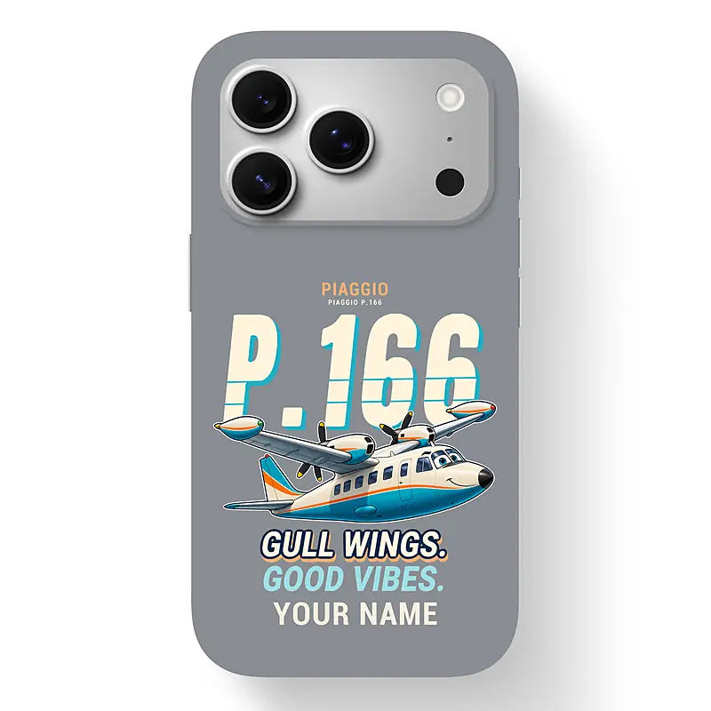 Piaggio P.166 - Cartoon + Name - MagSafe iPhone 17 Pro - Gray