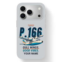 Thumbnail for Piaggio P.166 - Cartoon + Name - MagSafe iPhone 17 Pro - Light Gray