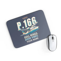Thumbnail for Piaggio P.166 - Cartoon + Name - Mouse Pad - Navy Blue