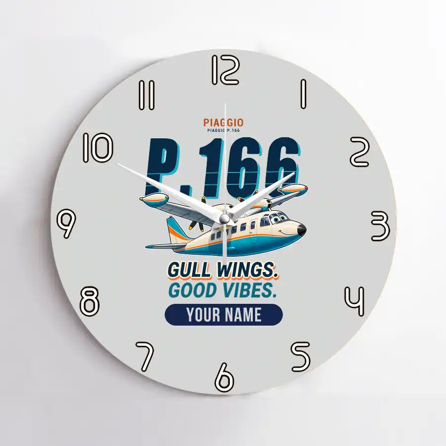 Piaggio P.166 - Cartoon + Name - No Frame - Light Gray