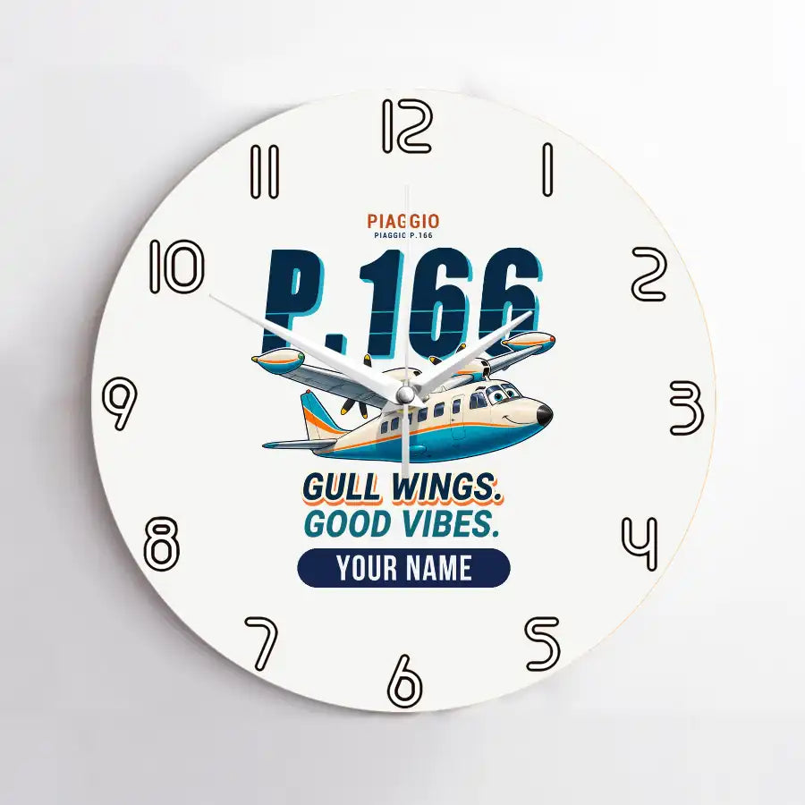 Piaggio P.166 - Cartoon + Name - No Frame - White