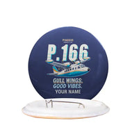 Thumbnail for Piaggio P.166 - Cartoon + Name - Pin - Navy Blue