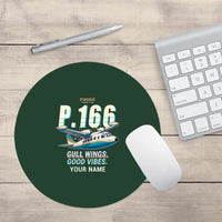 Thumbnail for Piaggio P.166 - Cartoon + Name - Round Mouse Pad - Dark Green
