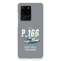 Thumbnail for Piaggio P.166 - Cartoon + Name - Samsung Case - Gray