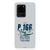 Thumbnail for Piaggio P.166 - Cartoon + Name - Samsung Case - Light Gray