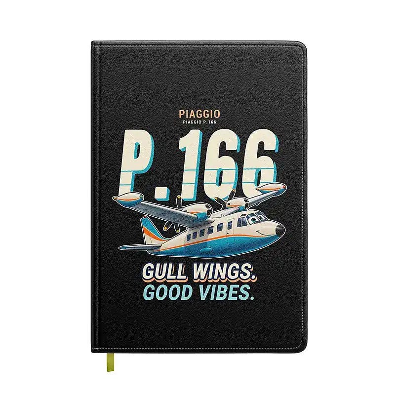 Piaggio P.166 - Cartoon - Notebook - Black