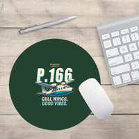 Thumbnail for Piaggio P.166 - Cartoon - Round Mouse Pad - Dark Green
