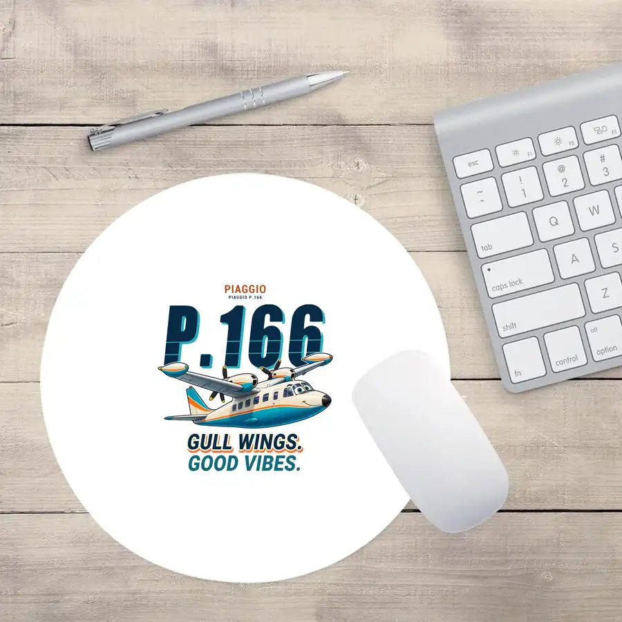Piaggio P.166 - Cartoon - Round Mouse Pad - White