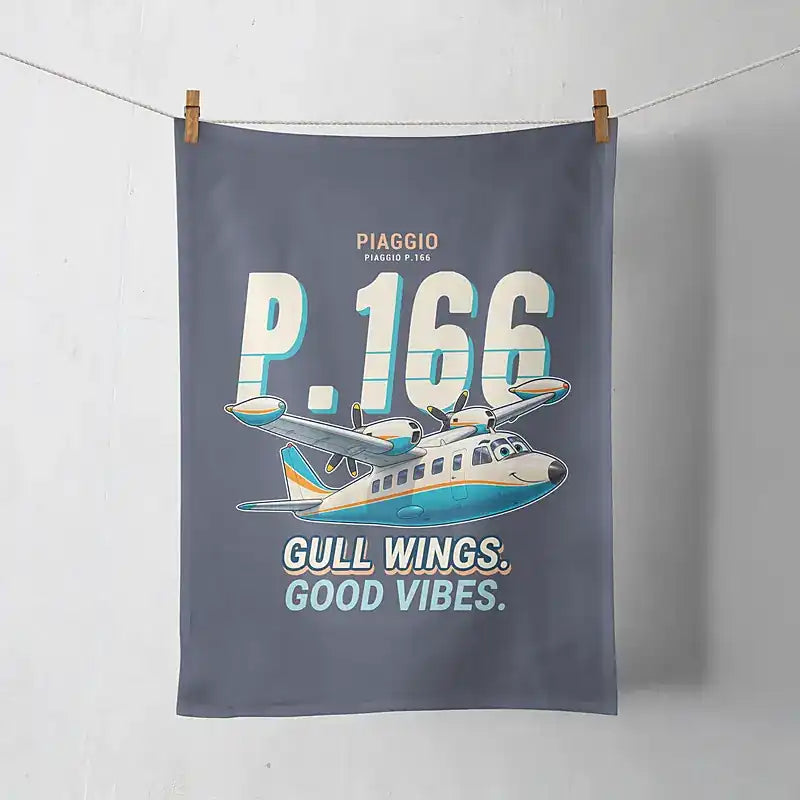 Piaggio P.166 - Cartoon - Towel - Navy Blue