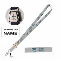 Thumbnail for Piaggio P.166 Lanyard & ID Holders seat belt lanyard - Cartoon - Light Gray with name