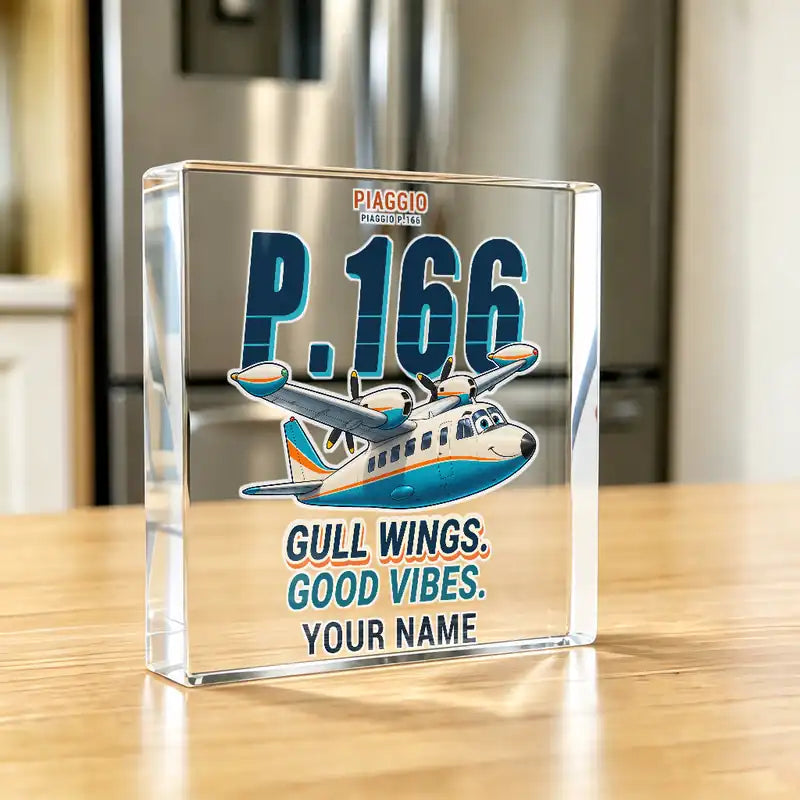 Piaggio P.166 - Crystal Ornament - Cartoon + Name - Kitchen