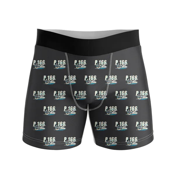 Piaggio P.166 - Men Boxers - Cartoon Pattern - Black