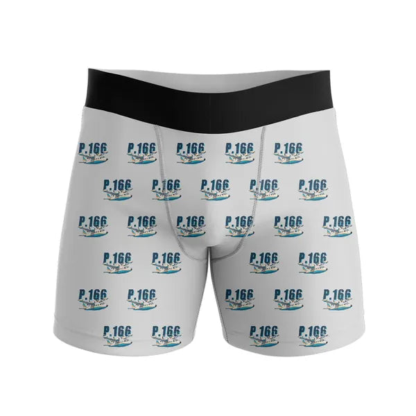 Piaggio P.166 - Men Boxers - Cartoon Pattern - Light Gray