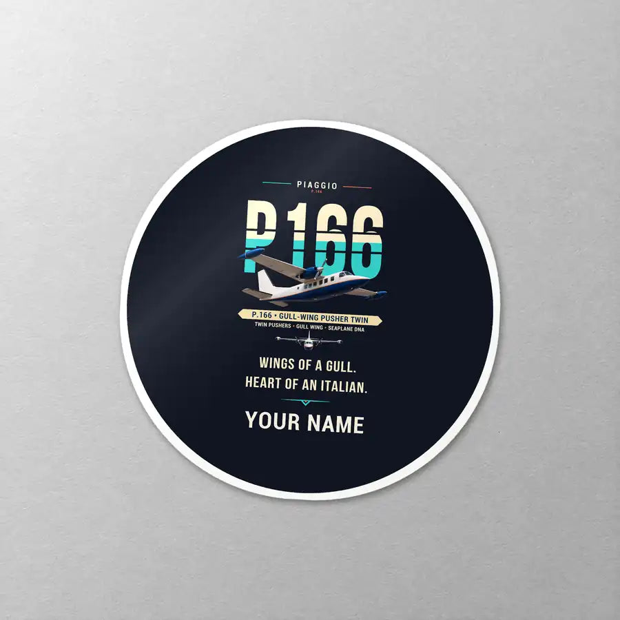 Piaggio P.166 - Original + Name - Circle Sticker - Close-up