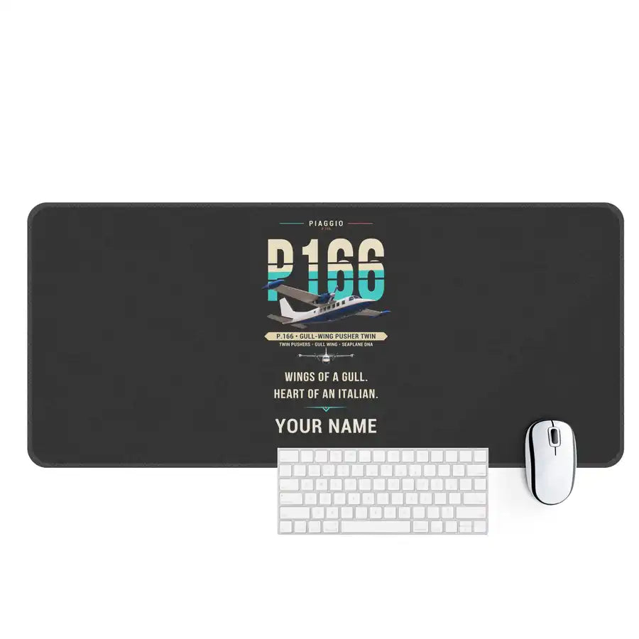 Piaggio P.166 - Original + Name - Desk Mat - Black