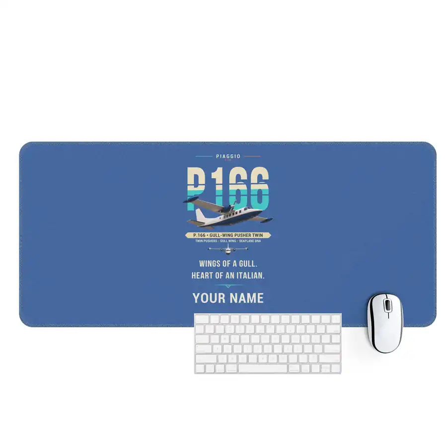 Piaggio P.166 - Original + Name - Desk Mat - Blue