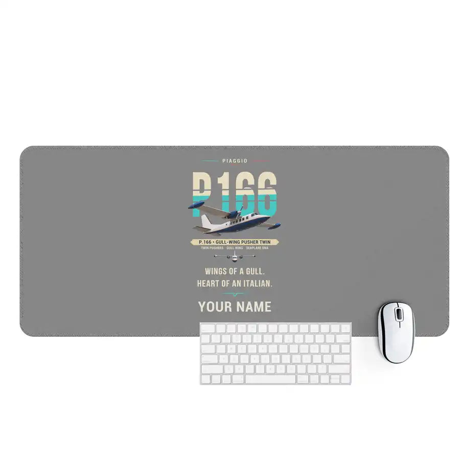 Piaggio P.166 - Original + Name - Desk Mat - Gray