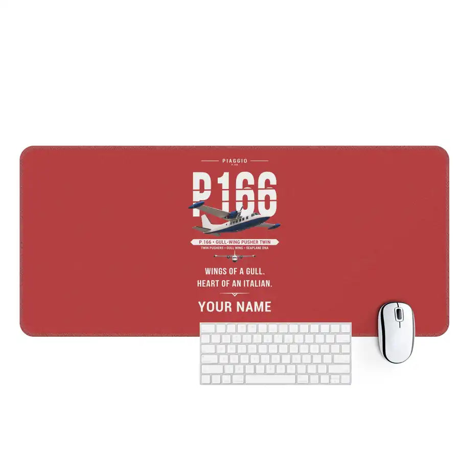 Piaggio P.166 - Original + Name - Desk Mat - Red