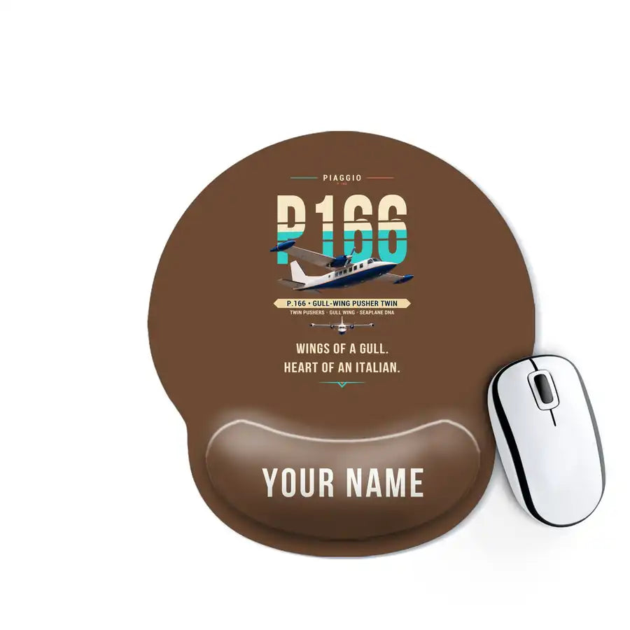 Piaggio P.166 - Original + Name - Ergonomic Mouse Pad - Brown