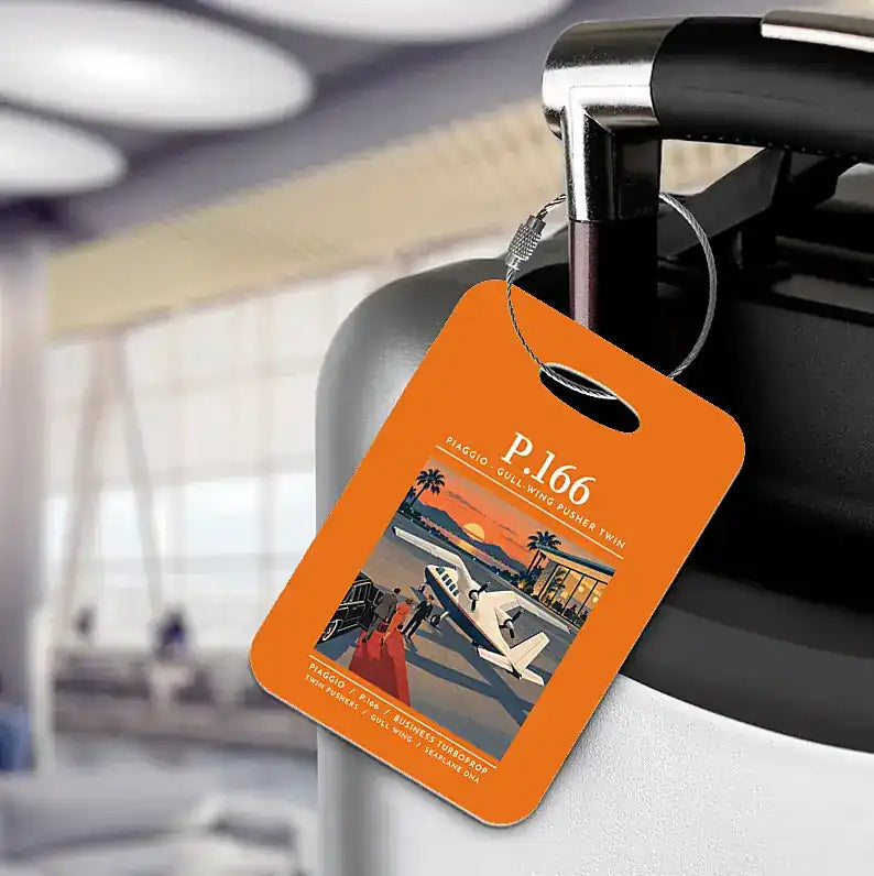 Piaggio P.166 - Poster - Luggage Tag - Orange