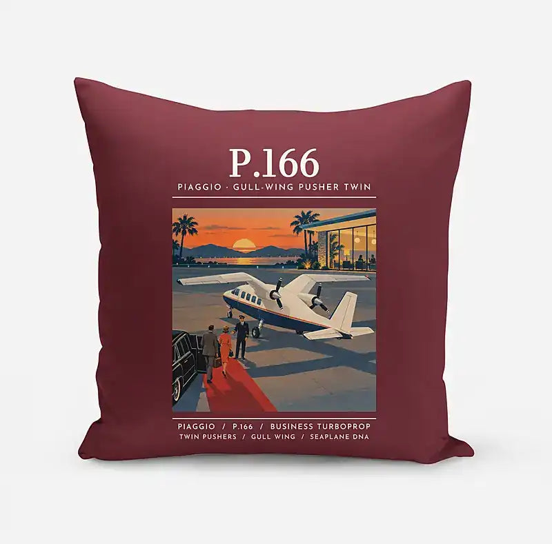 Piaggio P.166 - Poster - Pillow - Dark Red
