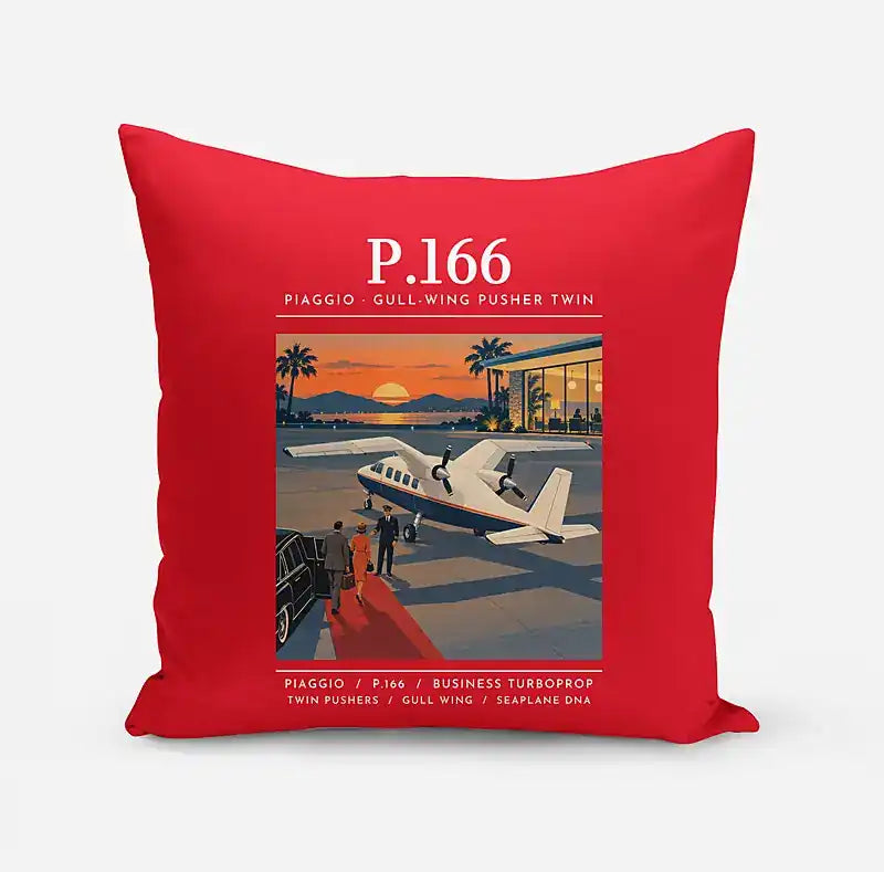 Piaggio P.166 - Poster - Pillow - Red