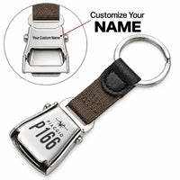 Thumbnail for Piaggio P.166 - Seat Belt Key Chain - Heritage + Name - Brown